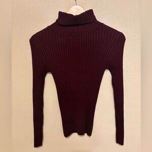 Kendall & Kylie Deep Burgundy Knit Turtleneck